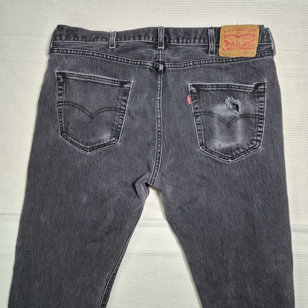 Levi Strauss 501 38x34 Distressed‎ Mens Jeans Black/gray Wash